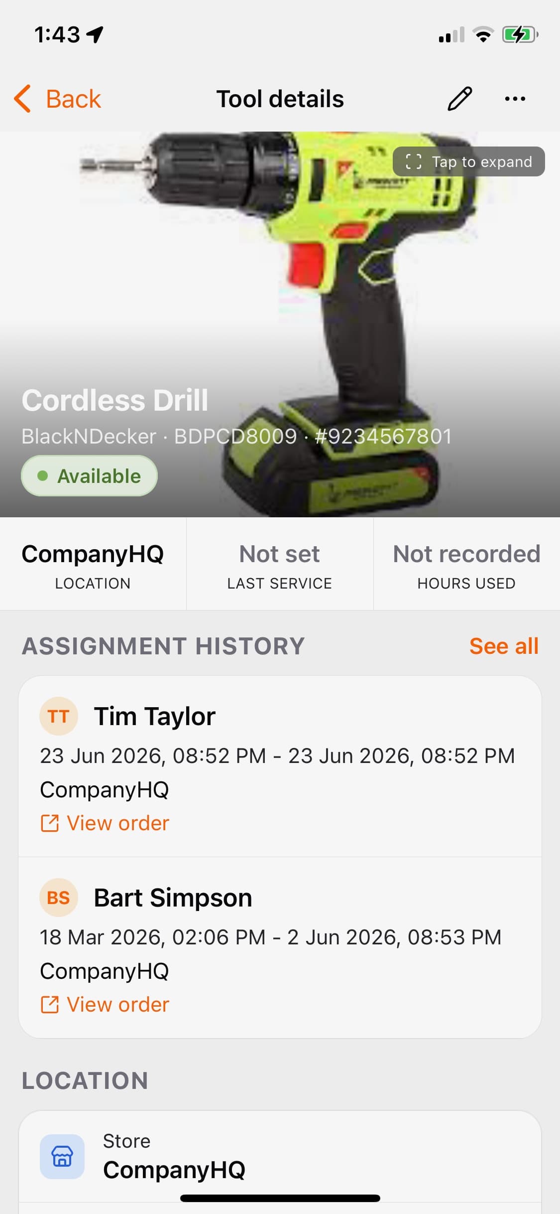 ToolWorks Tool Details Page